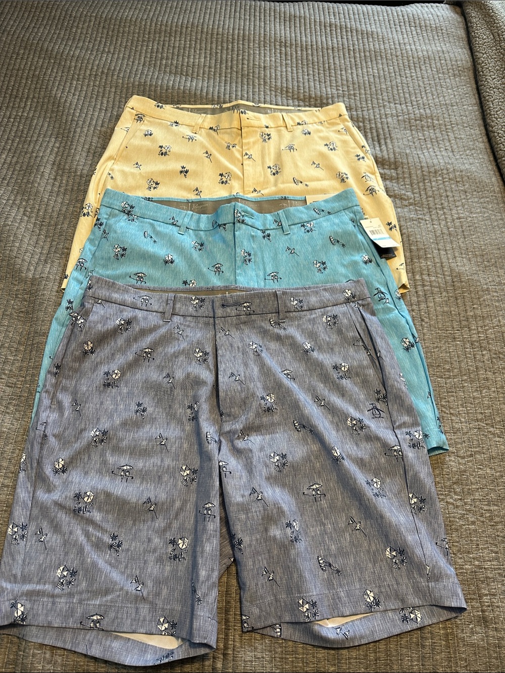 Original Penguin Blue, Teal, and Yellow Printed Men's Shorts (3-Pack)